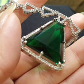 Triangular Cut Emerald Necklace Set